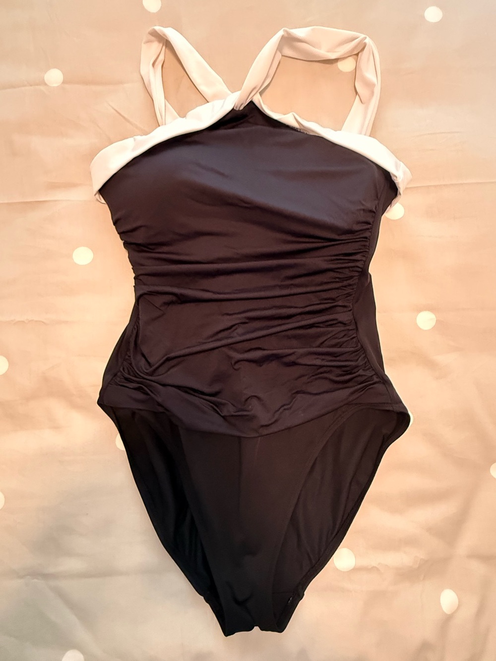 Ralph Lauren Black One-Piece Swimsuit with White Trim
